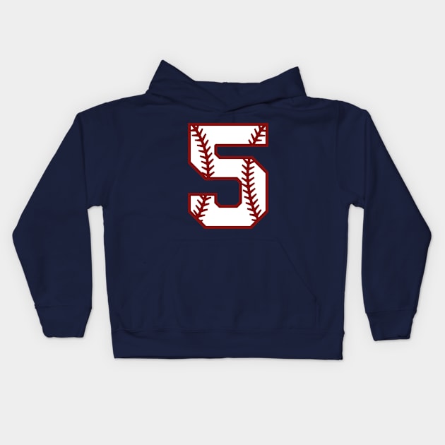 Baseball Number #5 Kids Hoodie by mintipap